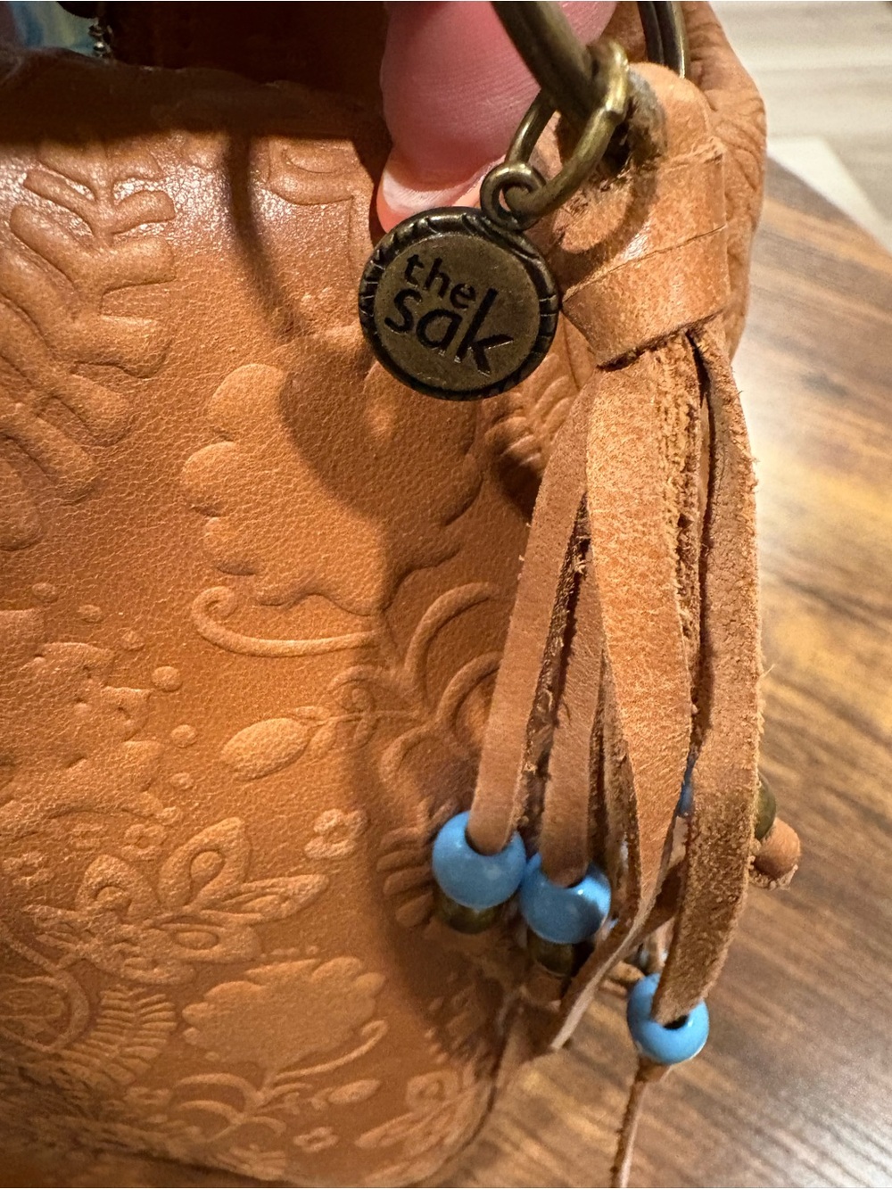The Sak Embossed Cognac Shoulder Bag - Picture 3 of 5
